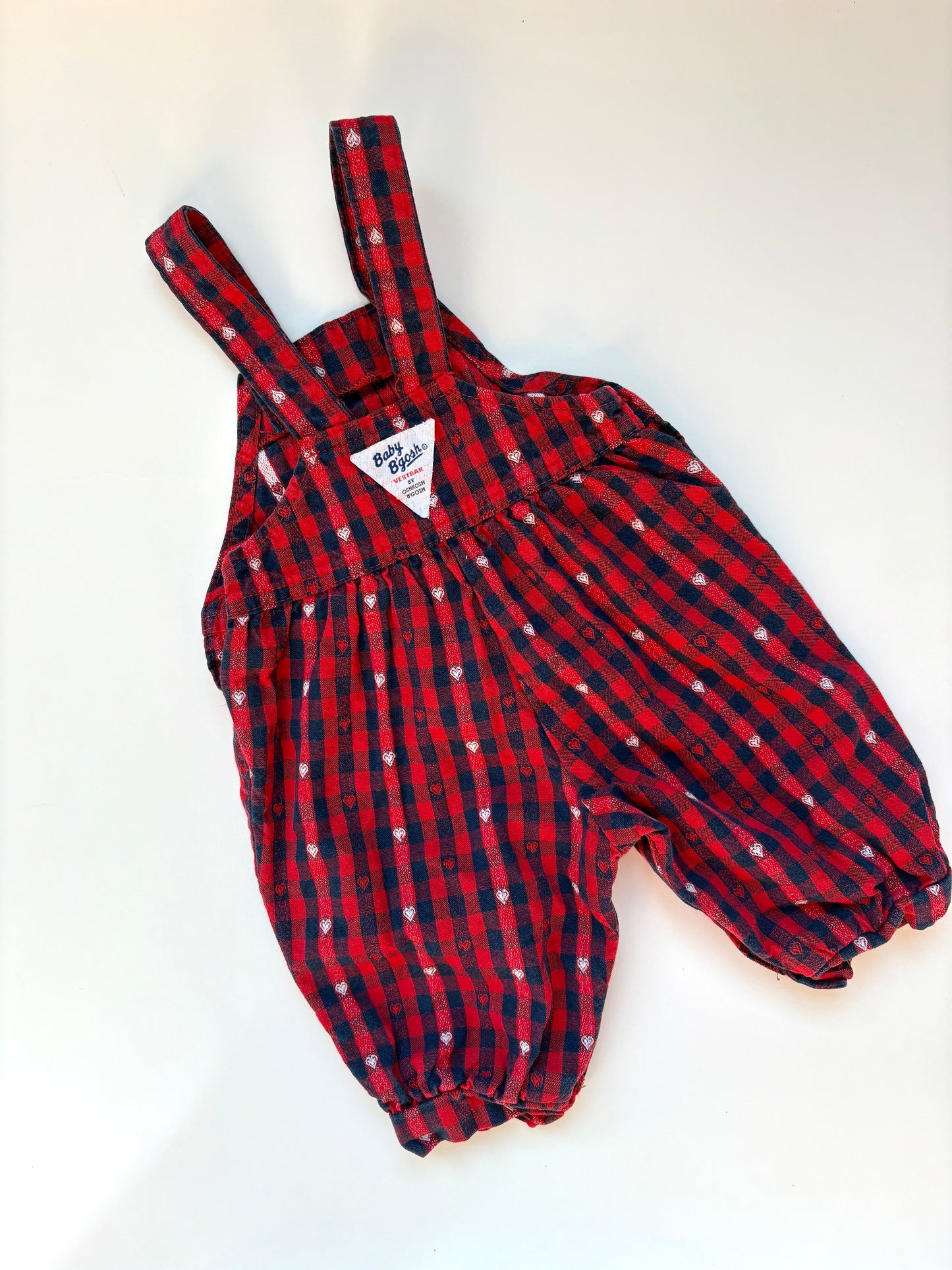 Vintage 90s Baby B’gosh Heart Check Bubble Overalls Size 3-6 months