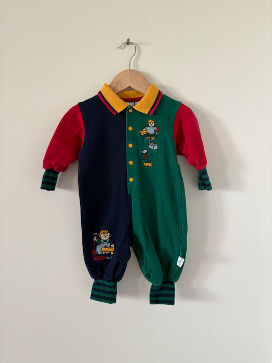 Vintage 90s First Moments Builder Bear Color Block Romper Size 3-6 months