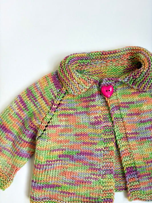 Hand-knit Heart Button Cardigan Size 2T