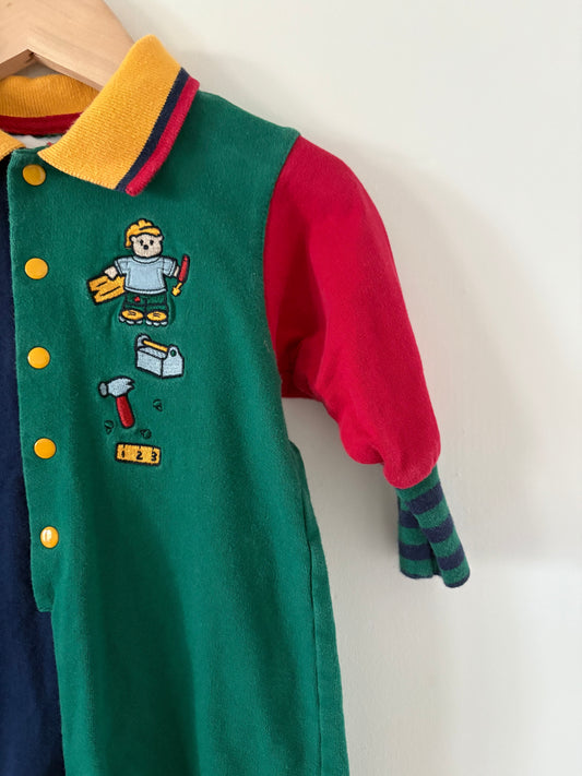Vintage 90s First Moments Builder Bear Color Block Romper Size 3-6 months