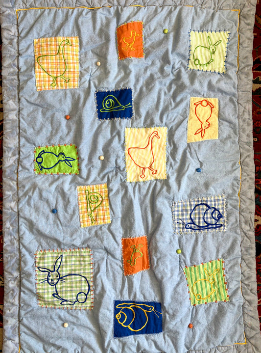 Vintage 90s Gap Animal Crib Quilt