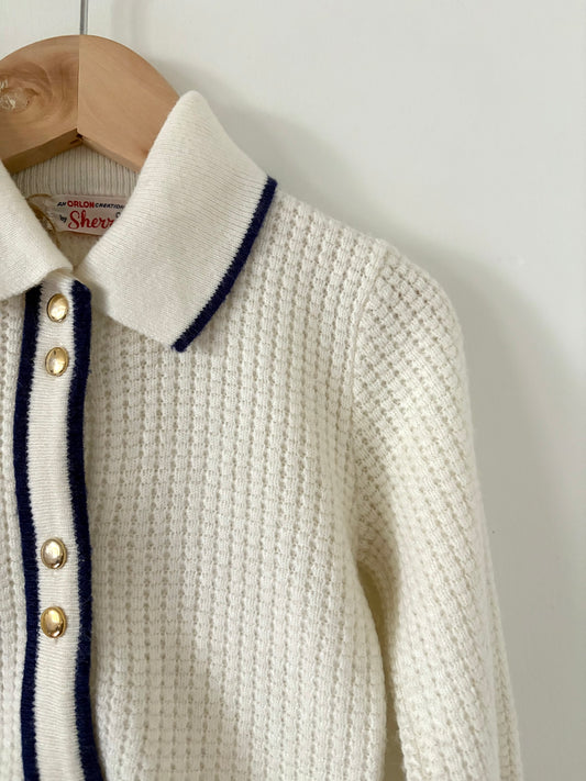 Vintage Cream and Navy Cardigan Size 4T