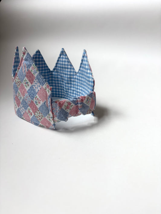 Hand-sewn Upcycled Checkered Crown