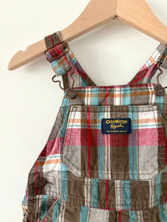Vintage 00s Oshkosh Vestbak Plaid Shortalls Size 12 months