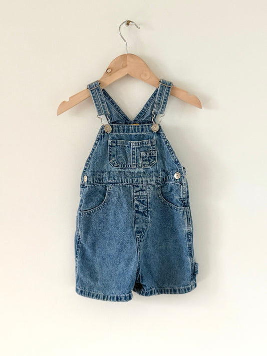 Vintage Toy Trucks Brand Denim Shortalls Size 2T