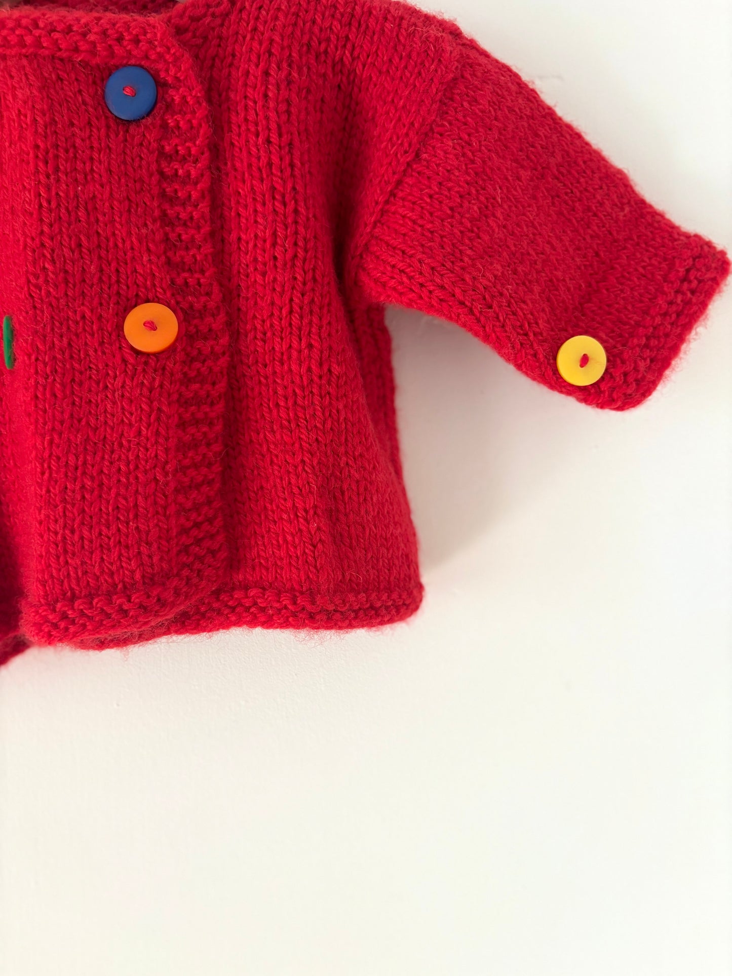 Vintage Hand-knit Primary Button Sweater 6-12 months