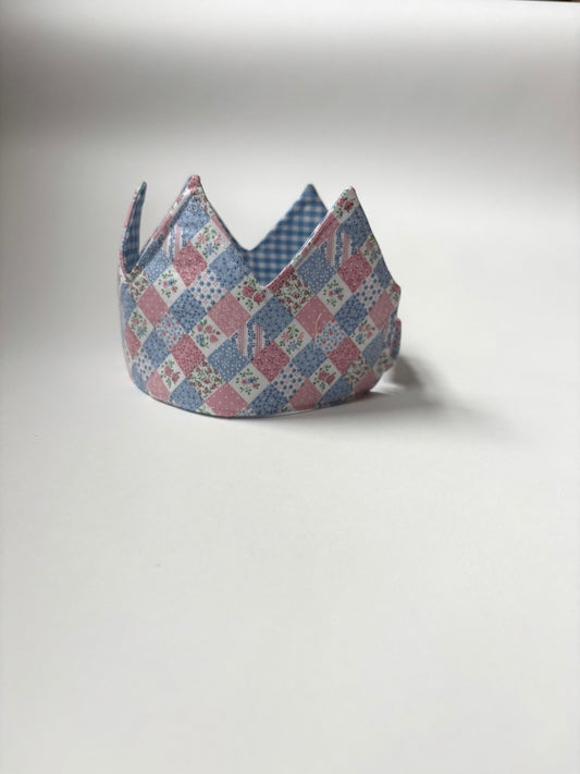 Hand-sewn Upcycled Checkered Crown