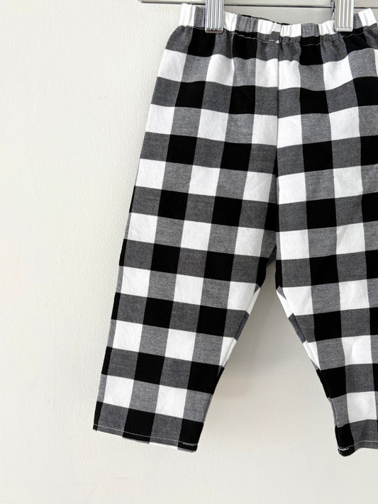 Hand-sewn Upcycled Black Picnic Check Pant Size 12-18 months
