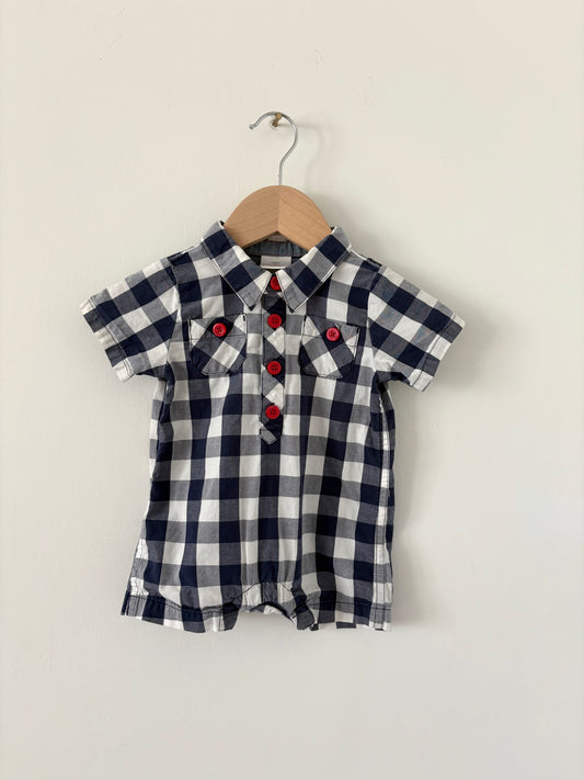 Hanna Andersson Navy Gingham Romper Size 0-3 months
