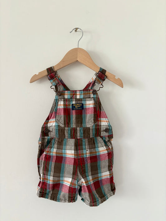 Vintage 00s Oshkosh Vestbak Plaid Shortalls Size 12 months