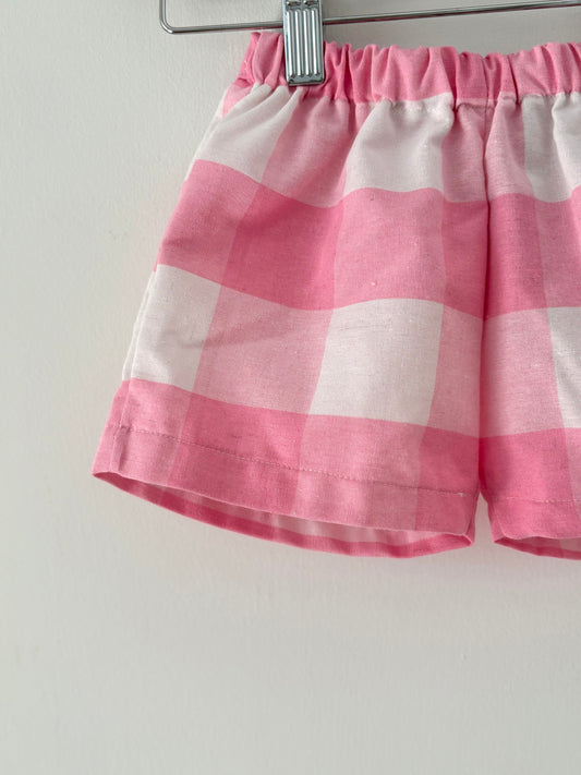 Hand-sewn Upcycled Pink Picnic Shorts Size 3T