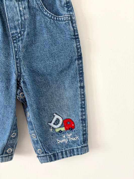 Vintage Just One Year by Carter’s ‘D is for Dump Truck’ Denim Size 9 months