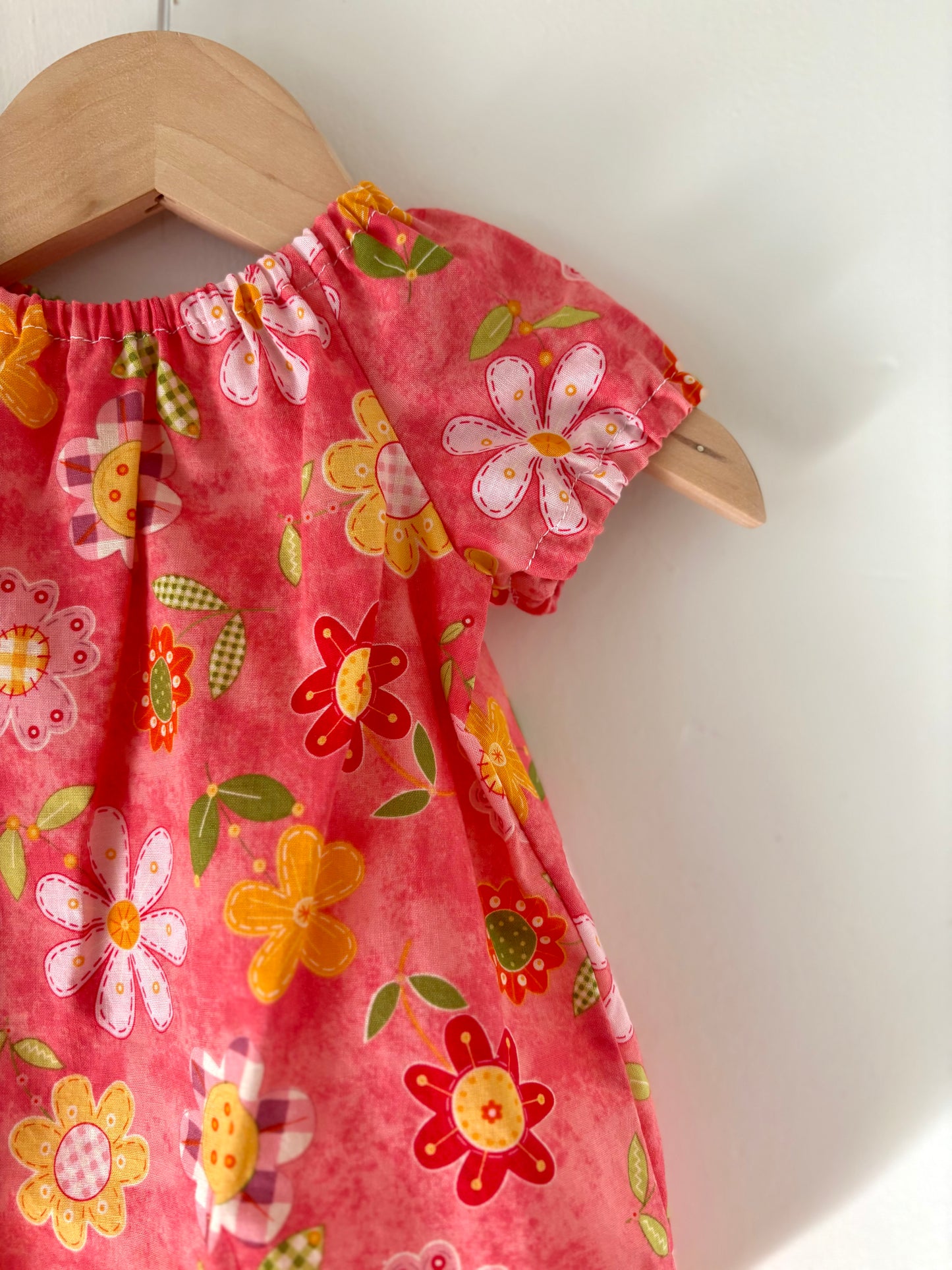 Hand-sewn Upcycled Peasant Dress Size 0-3 months