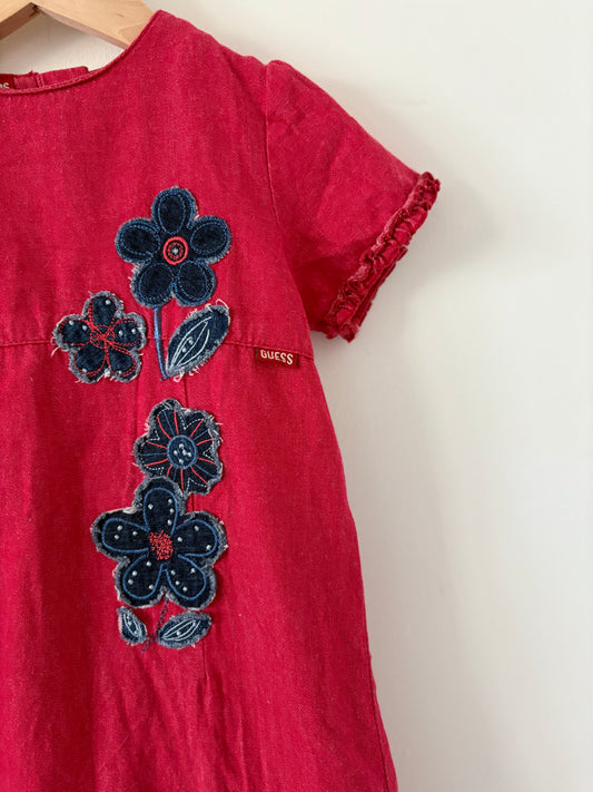 Guess Denim Flower Appliqué Dress Size 4T
