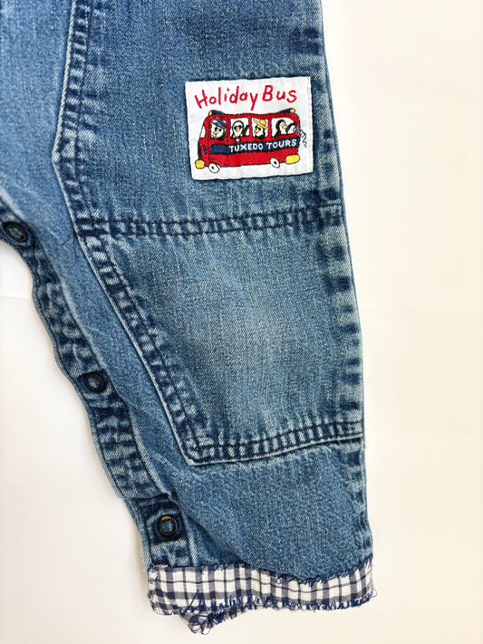 Vintage 90s Oshkosh Holiday Bus Overalls Size 2T