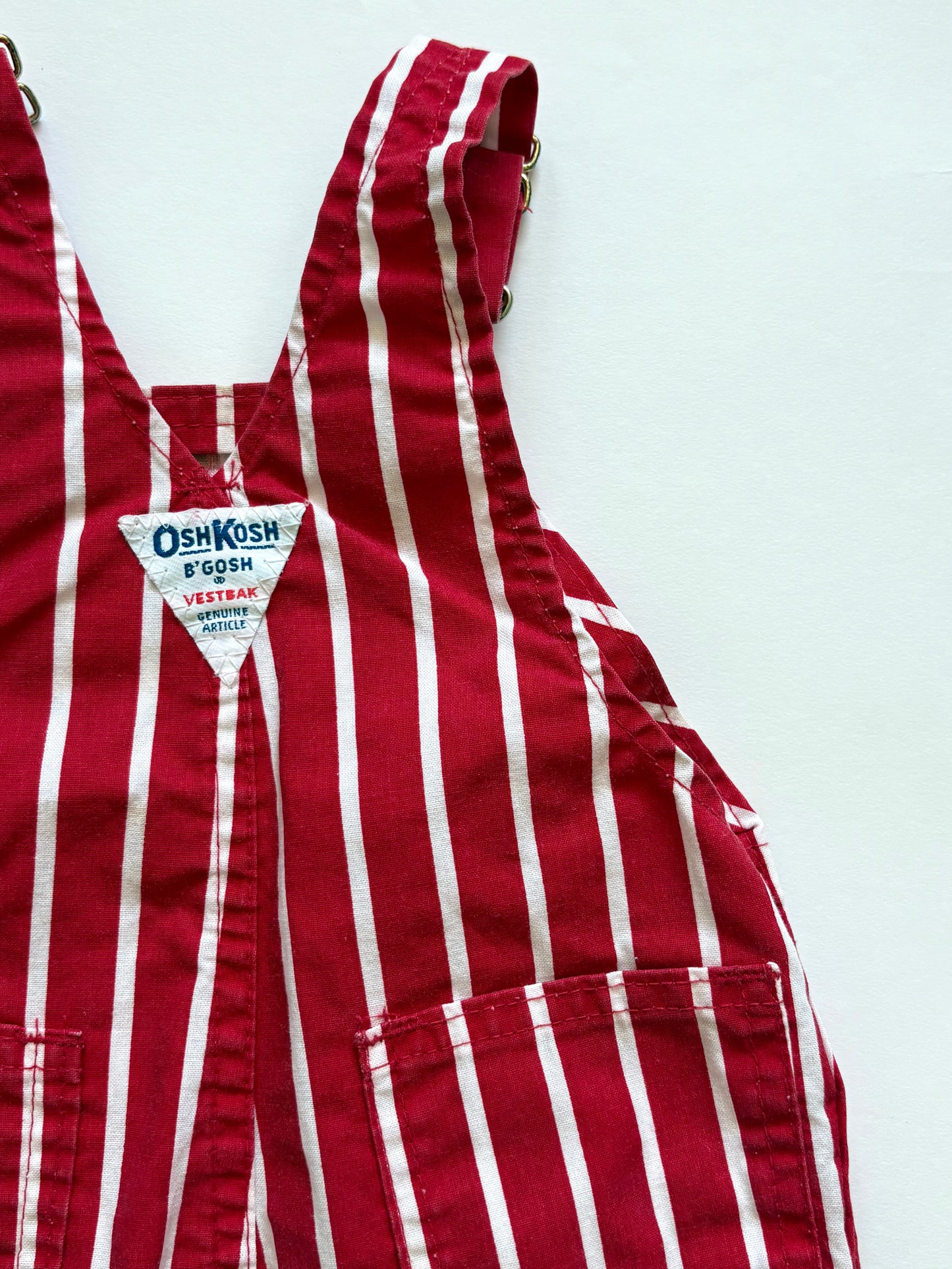 Vintage 80s Oshkosh Red Stripe Shortalls Size 12 months