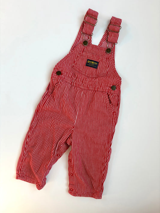 Vintage 90s Oshkosh Red Railroad Stripe Overalls Size 2T