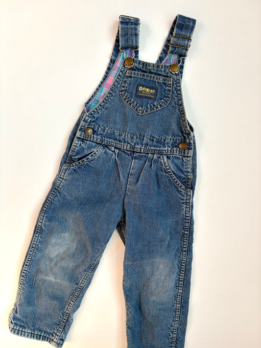 Vintage 80s Pastel Check Lined Overalls Size 3T