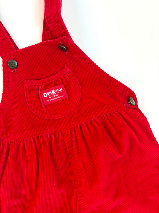 Vintage 80s Red Cord Pleated Overalls Size 2T