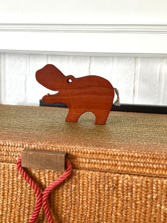 Vintage Carved Wooden Hippo