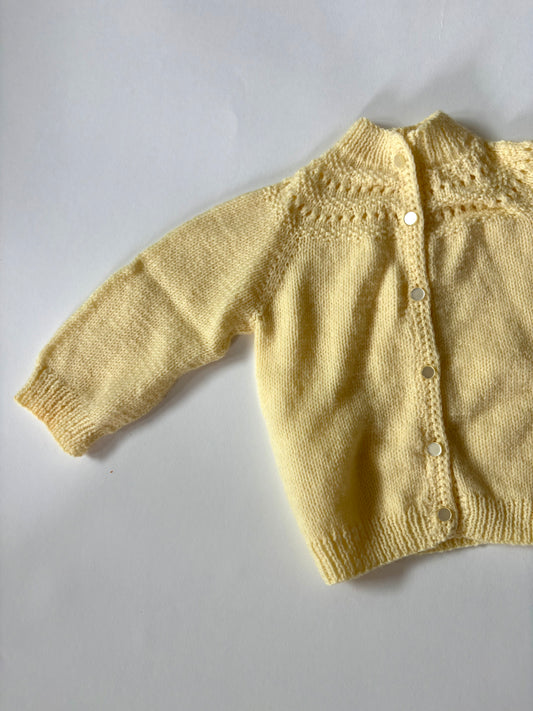 Vintage Hand Knit Butter Yellow Cardigan Size 3 months
