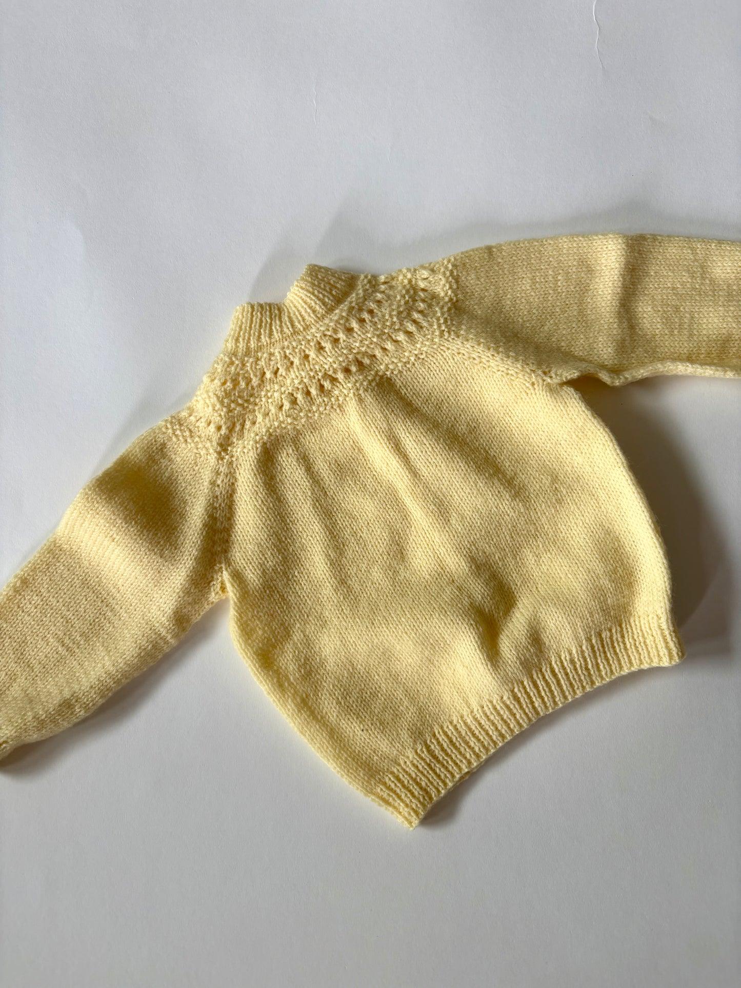 Vintage Hand Knit Butter Yellow Cardigan Size 3 months