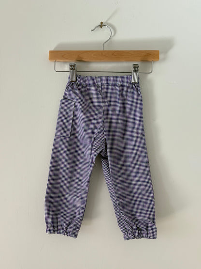 Hand-sewn Upcycled Purple Plaid Pocket Jogger Size 18-24 months
