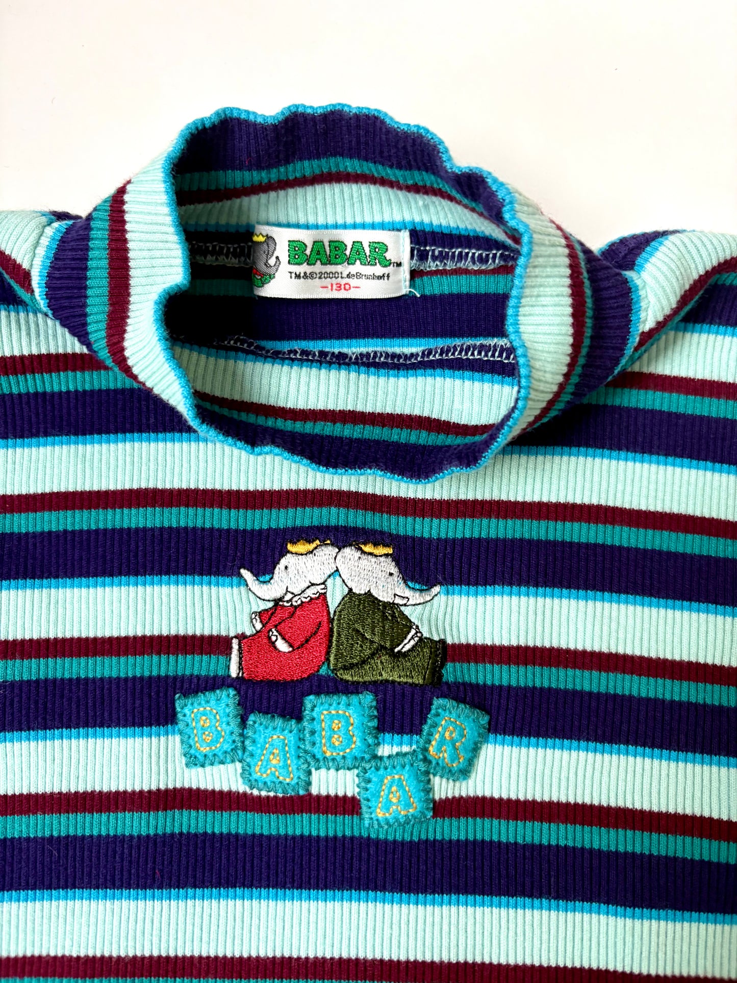 Vintage Y2K Babar Striped Mock Neck Size 7