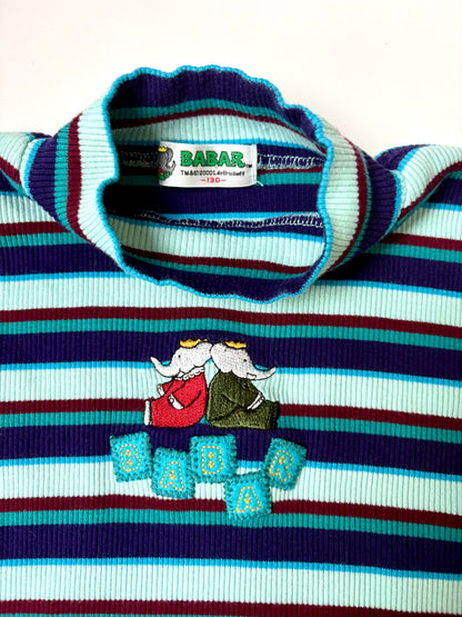 Vintage Y2K Babar Striped Mock Neck Size 7