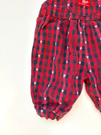 Vintage 90s Baby B’gosh Heart Check Bubble Overalls Size 3-6 months