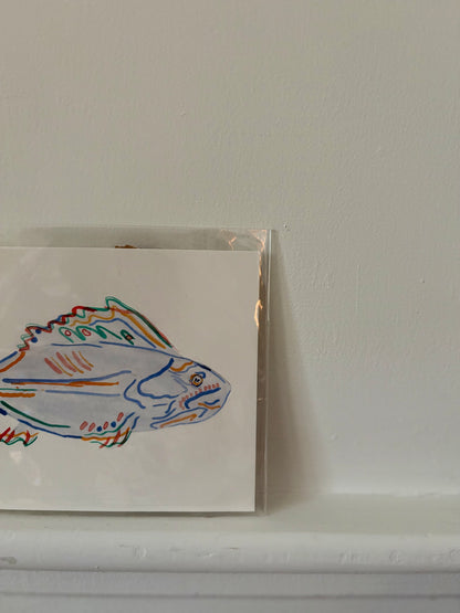 Original Fish Watercolor on Cotton Paper Painted by Marissa