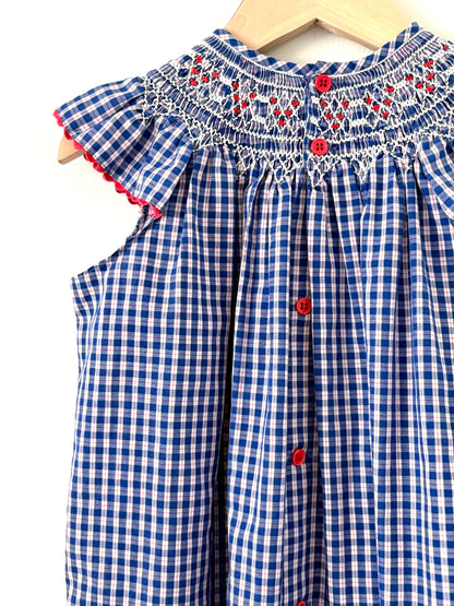 Vintage Smocked Ric Rac Plaid Dress Size 3T - RUNS LARGE