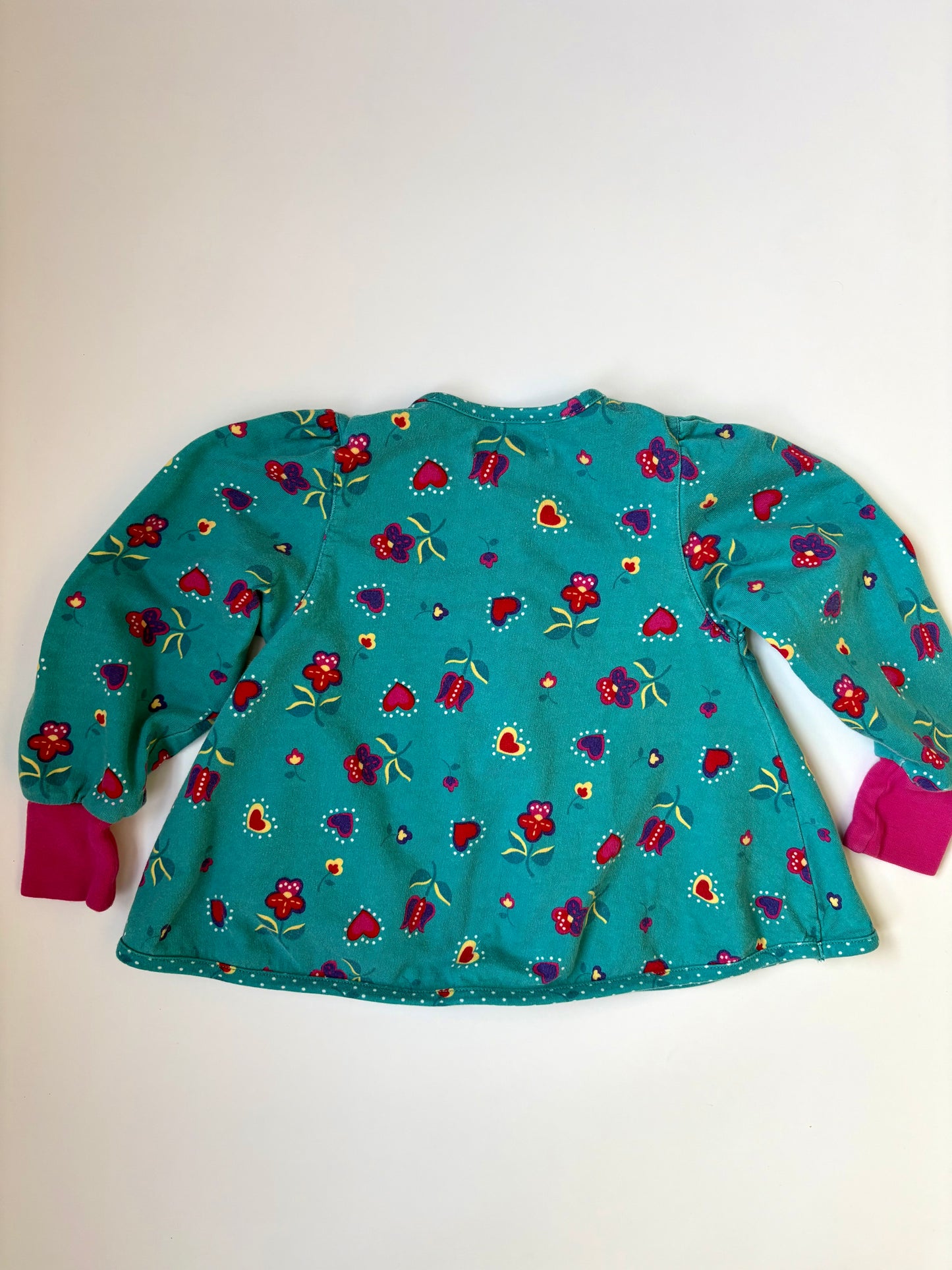 Vintage 90s Gymboree Rainbow Tag Heart Snap Cardigan Size 2T