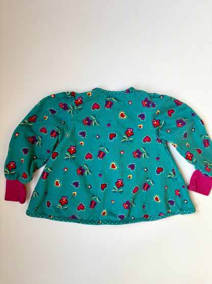Vintage 90s Gymboree Rainbow Tag Heart Snap Cardigan Size 2T