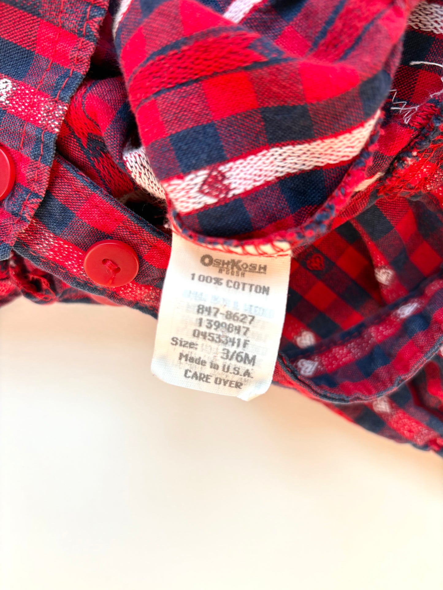 Vintage 90s Baby B’gosh Heart Check Bubble Overalls Size 3-6 months