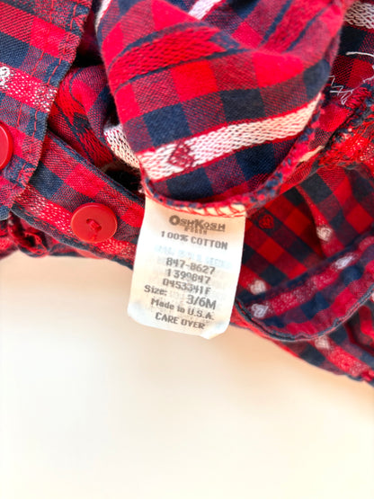 Vintage 90s Baby B’gosh Heart Check Bubble Overalls Size 3-6 months