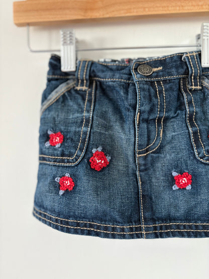 Vintage 00s Old Navy Embroidered Denim Skirt with Ruffle Bloomers Size 6-12 months