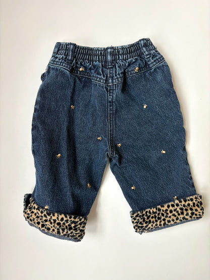 Vintage Y2K Gymboree Leopard Cuffed Denim Size 12-18 months