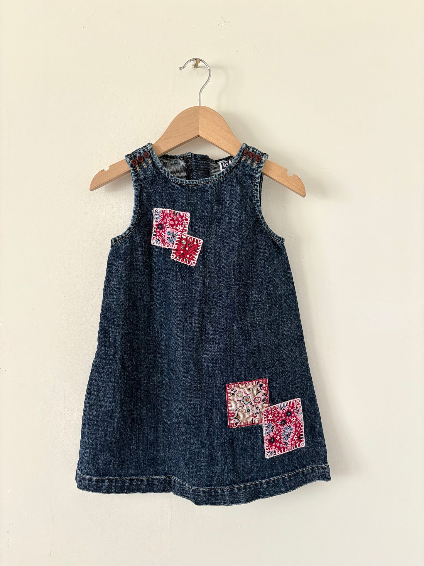 Vintage 00s Gap Denim Patch Dress Size 3T