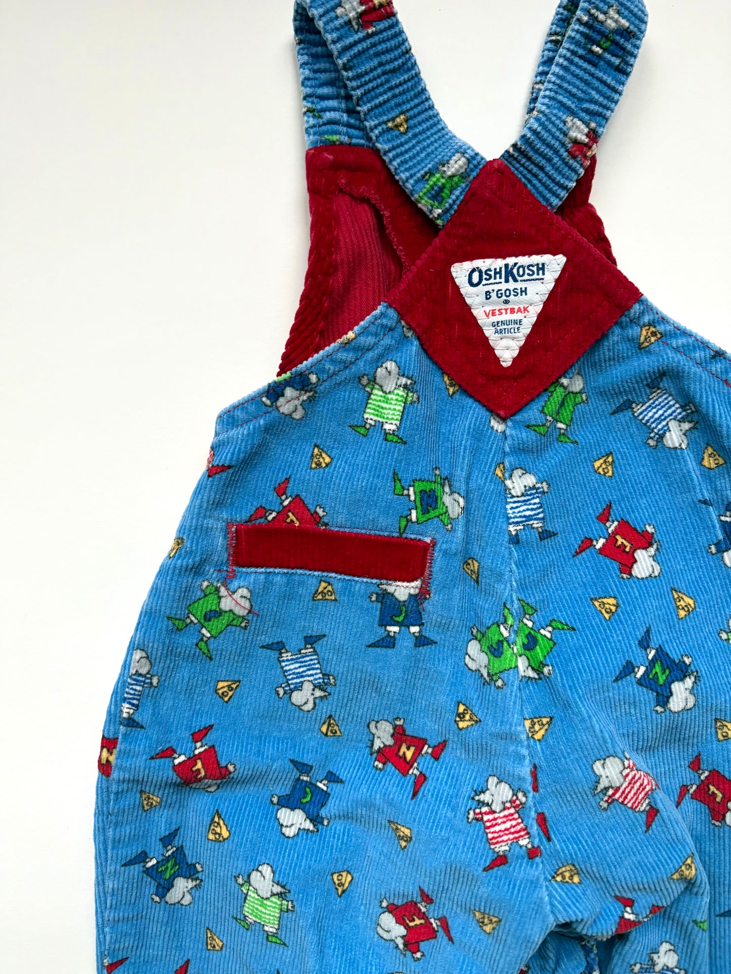 Vintage 90s Oshkosh Corduroy Mouse Overalls Size 3-6 months