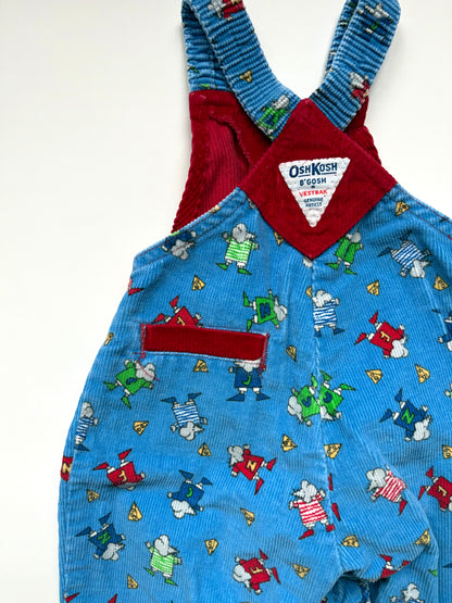 Vintage 90s Oshkosh Corduroy Mouse Overalls Size 3-6 months