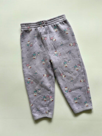 Vintage 90s TKS Basics Dancing Cat Lavender Sweats Size 2T