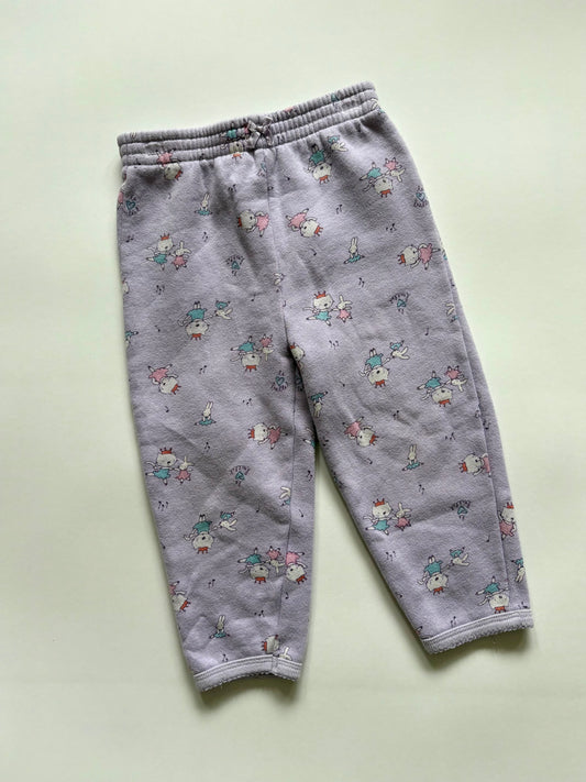 Vintage 90s TKS Basics Dancing Cat Lavender Sweats Size 2T