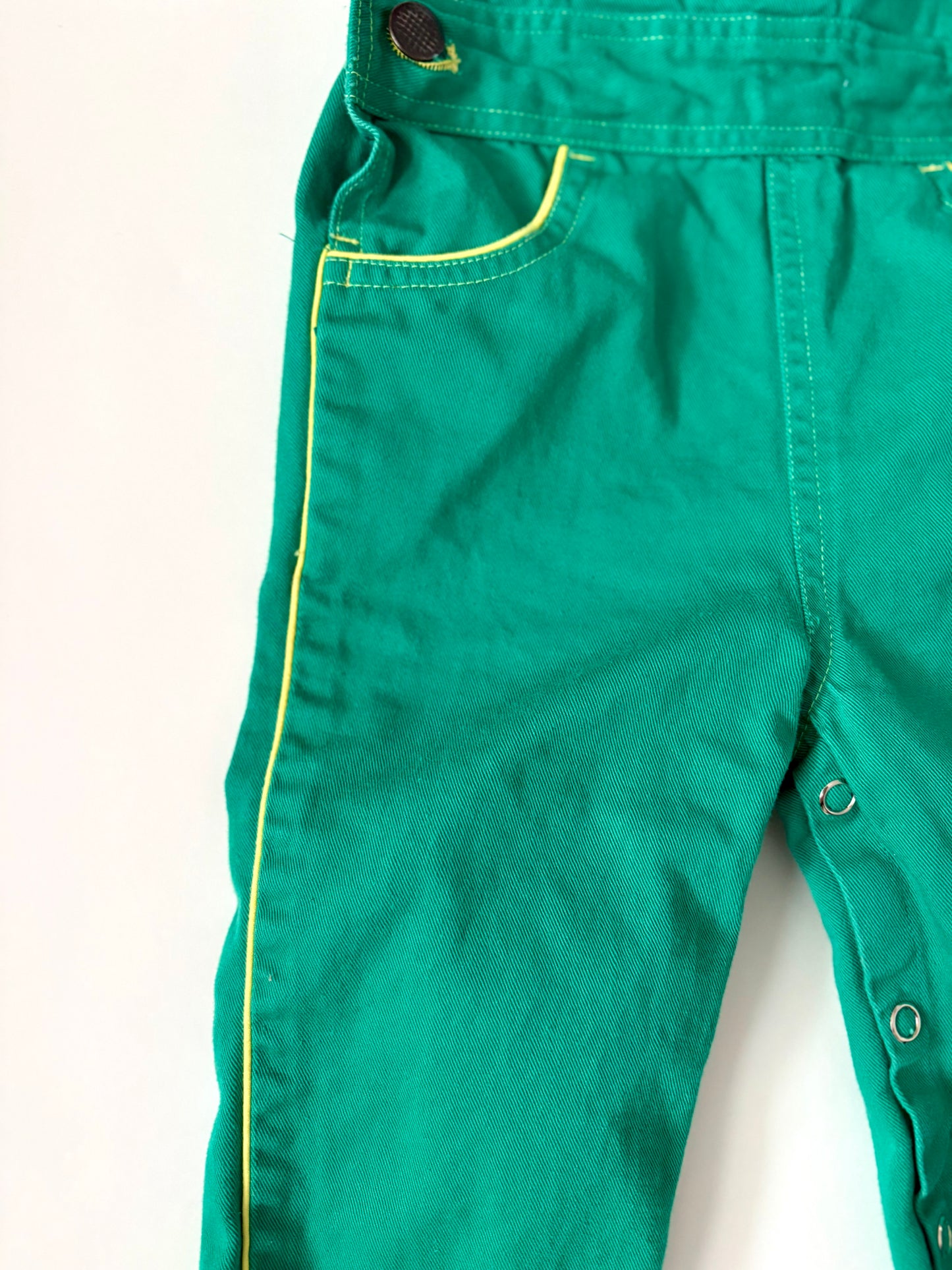 Vintage 90s Green Piped Overalls Size 12 months