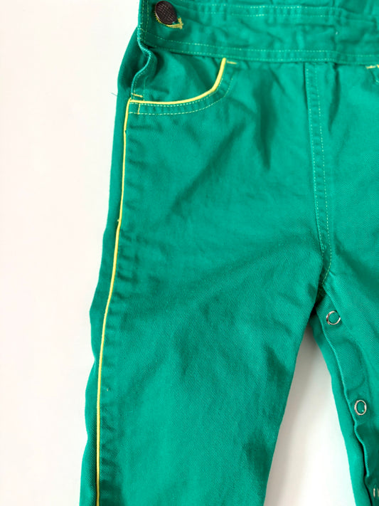 Vintage 90s Green Piped Overalls Size 12 months