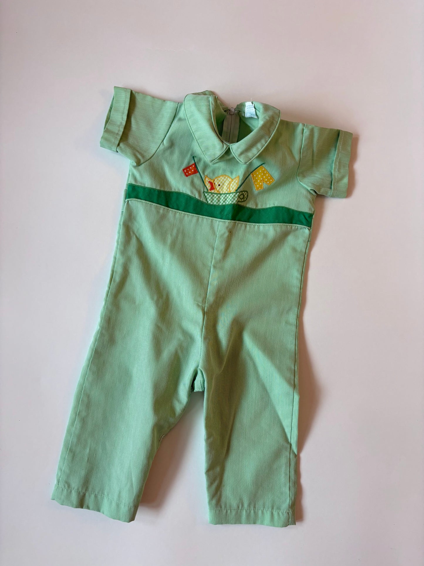 Vintage 70s By Thomas Chick Appliqué Romper Size 12 months