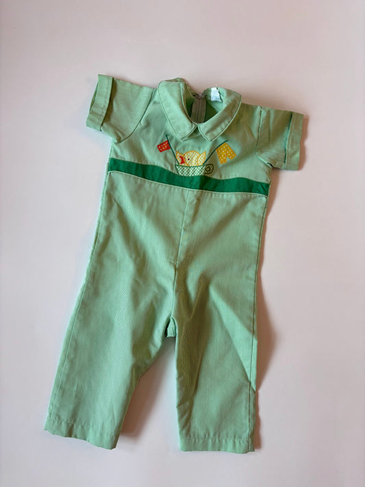 Vintage 70s By Thomas Chick Appliqué Romper Size 12 months