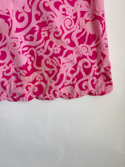 Vintage 90s Lilly Pulitzer Pink Animal Scalloped Shift Size 5