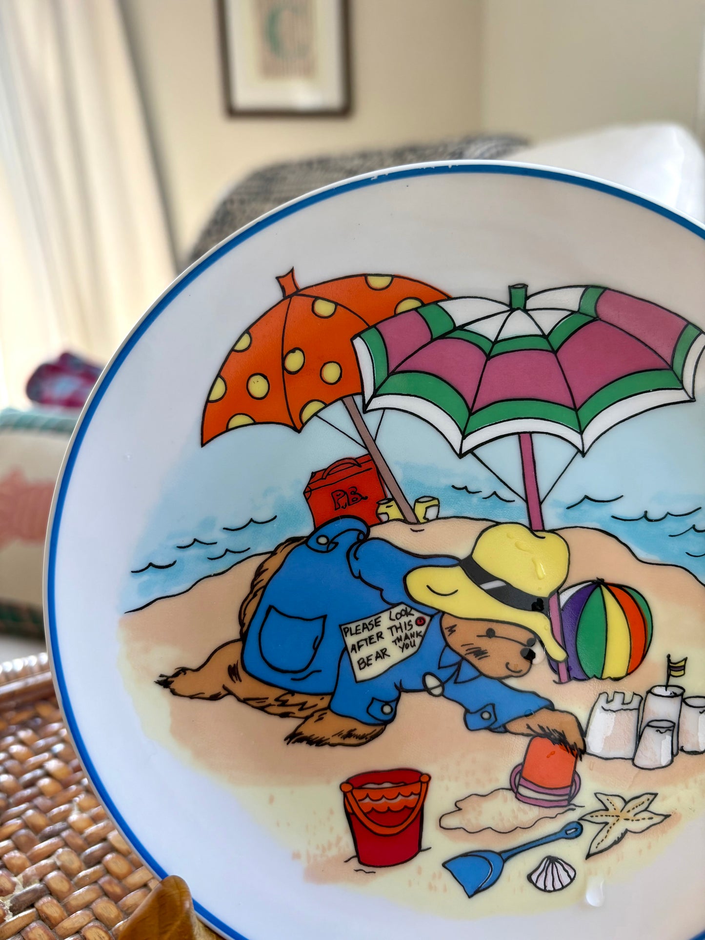 Vintage 1981 Paddington Bear Day at the Beach Plate