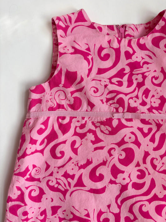 Vintage 90s Lilly Pulitzer Pink Animal Scalloped Shift Size 5